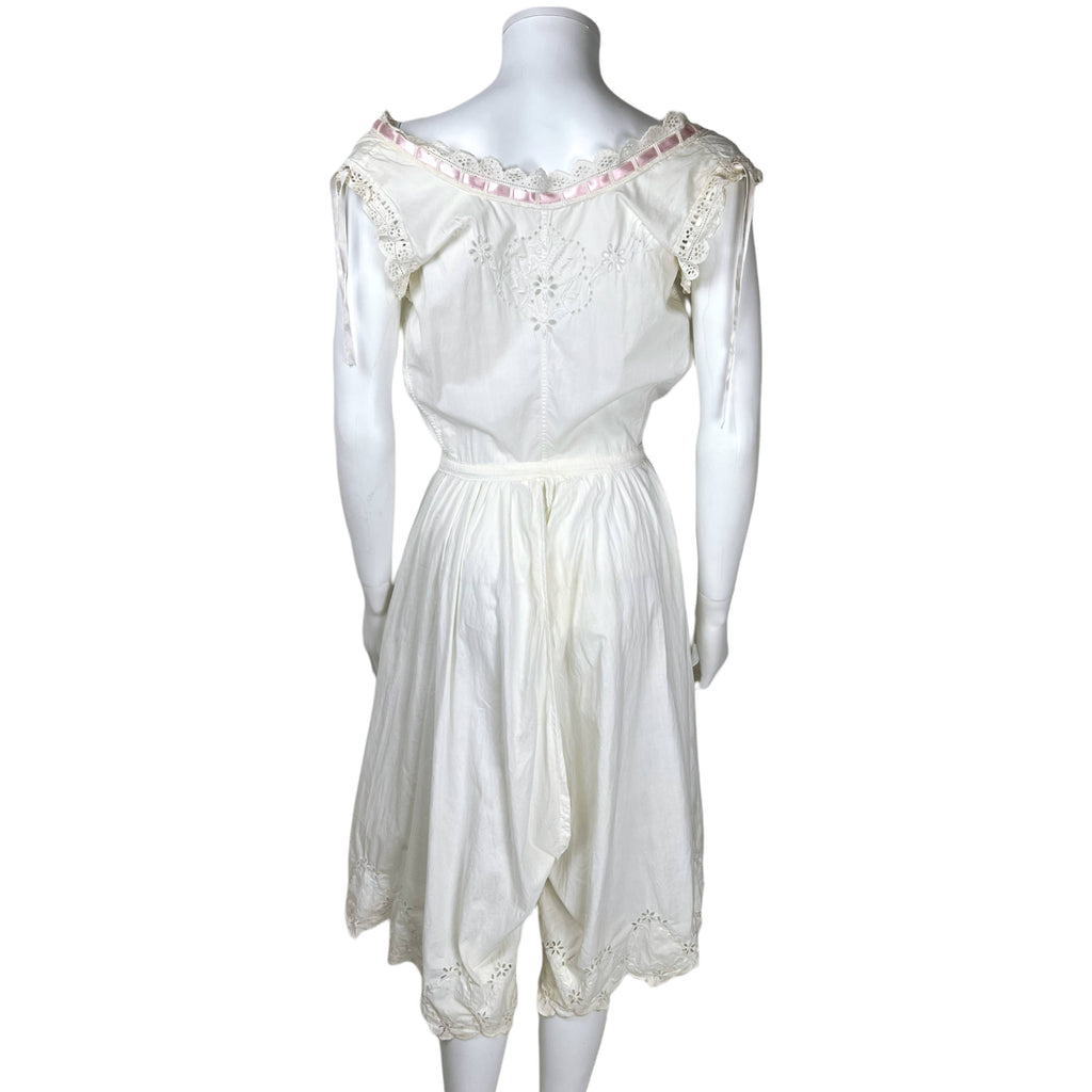 Antique Edwardian Combination Chemise & Drawers 1 Piece Sz S