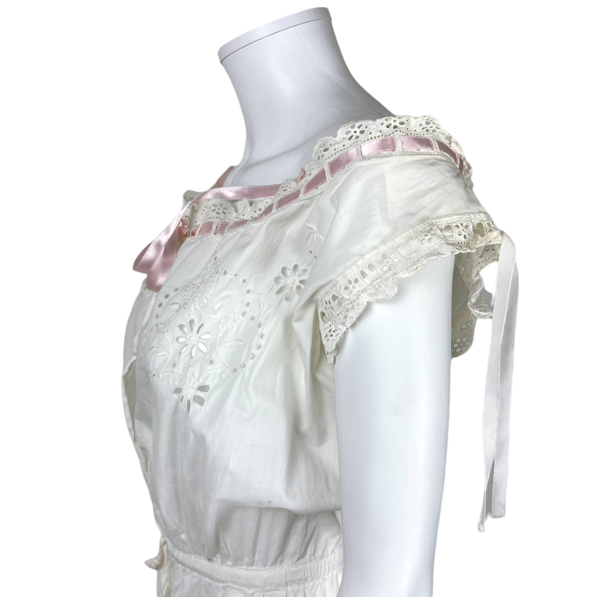 Antique Edwardian Combination Chemise & Drawers 1 Piece Sz S