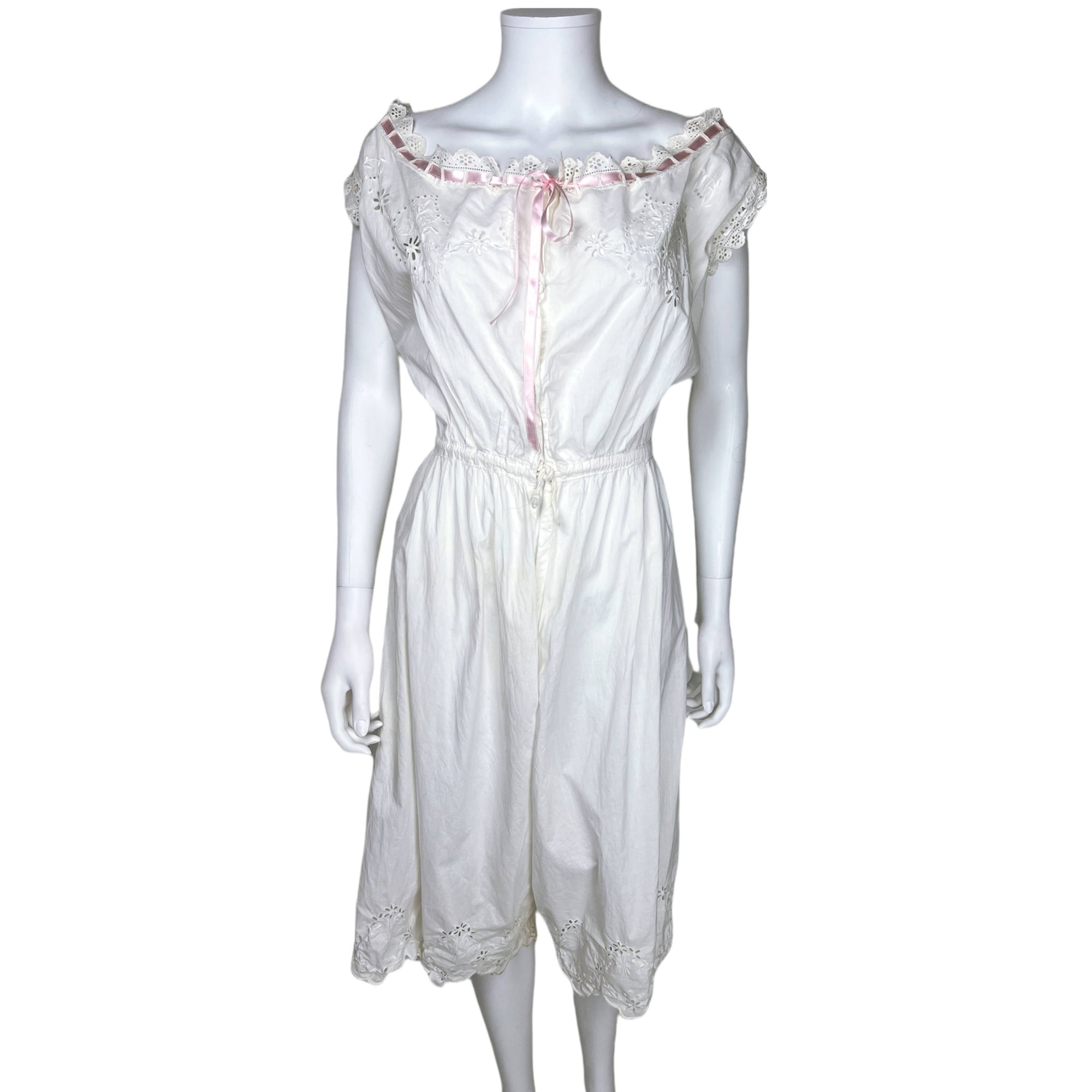 Antique Edwardian Combination Chemise & Drawers 1 Piece Sz S