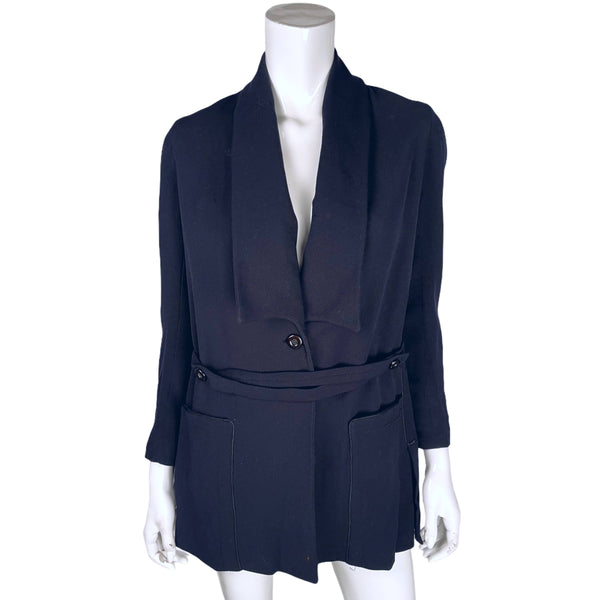 Antique Edwardian Walking Suit Jacket Navy Blue Wool Size M | Stoffgürtel
