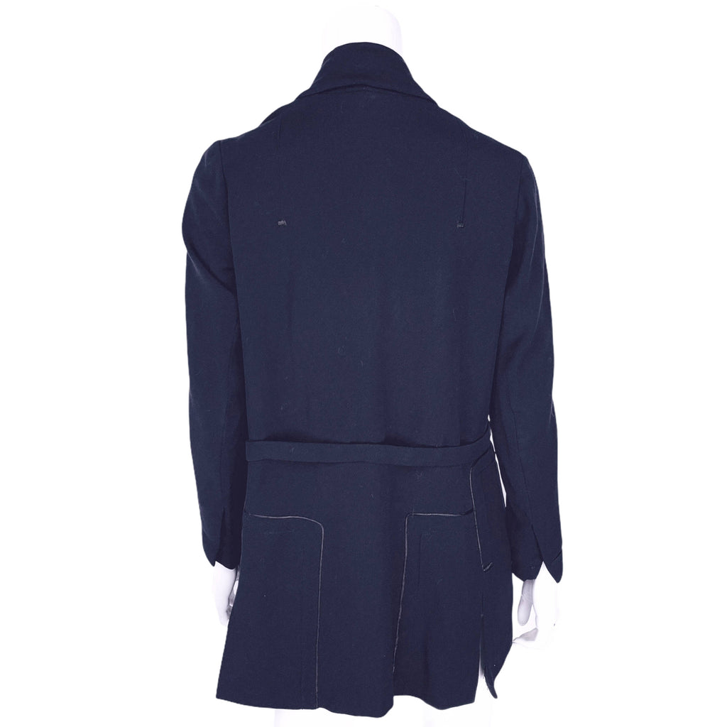 Antique Edwardian Walking Suit Jacket Navy Blue Wool Size M