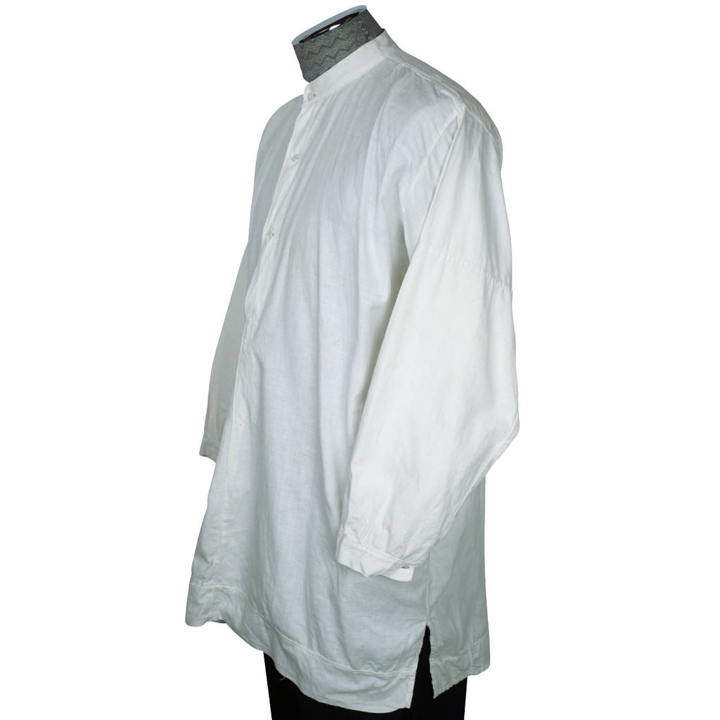 Antique Victorian Mens Shirt White Cotton Dorset Buttons M - Poppy's Vintage Clothing