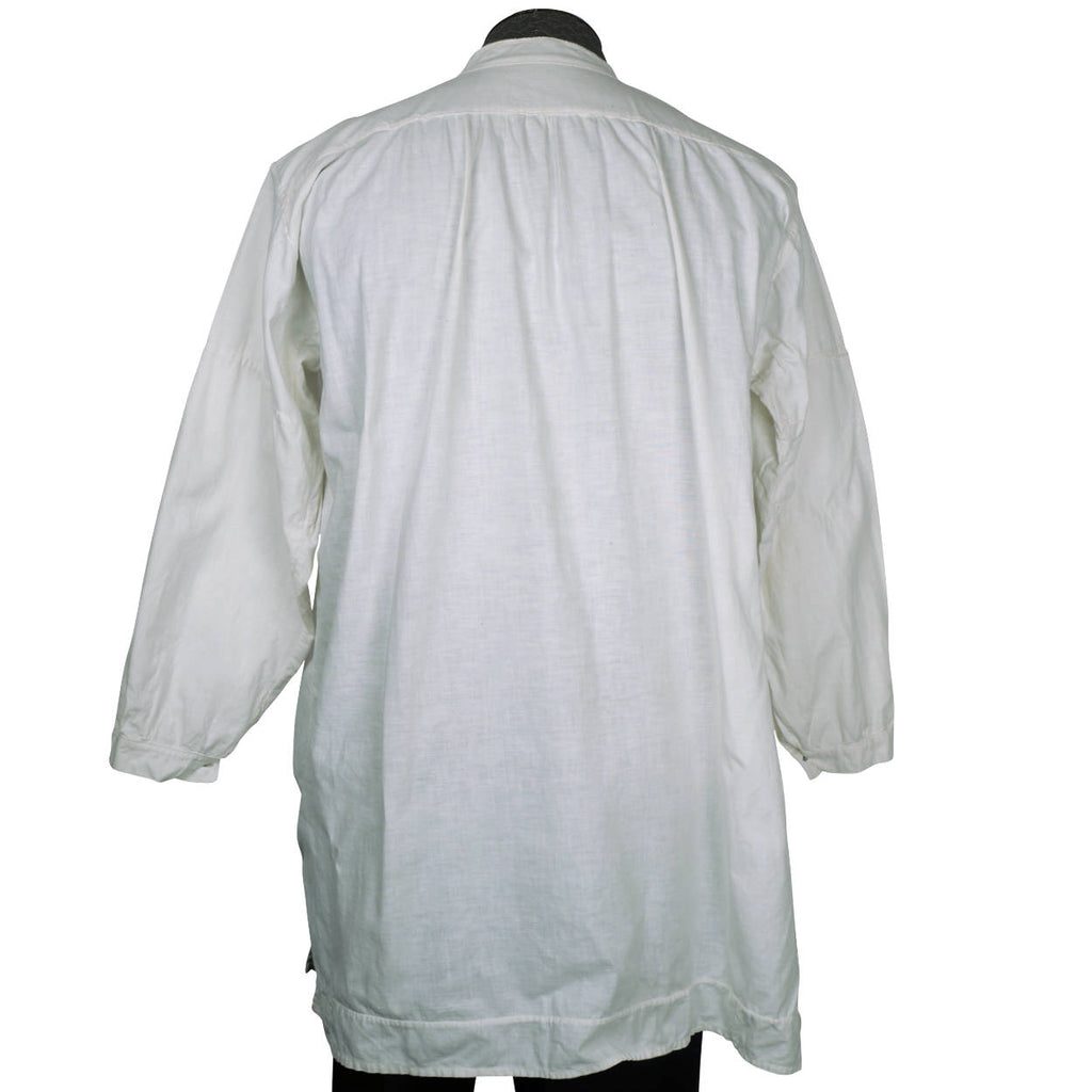 Antique Victorian Mens Shirt White Cotton Dorset Buttons M - Poppy's Vintage Clothing