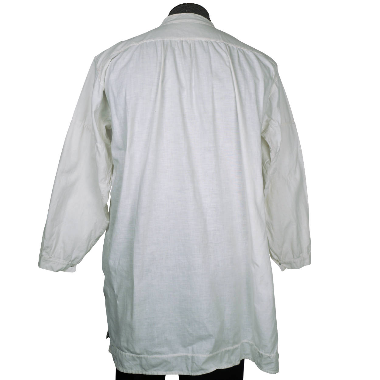 Antique Victorian Mens Shirt White Cotton Dorset Buttons M - Poppy's Vintage Clothing