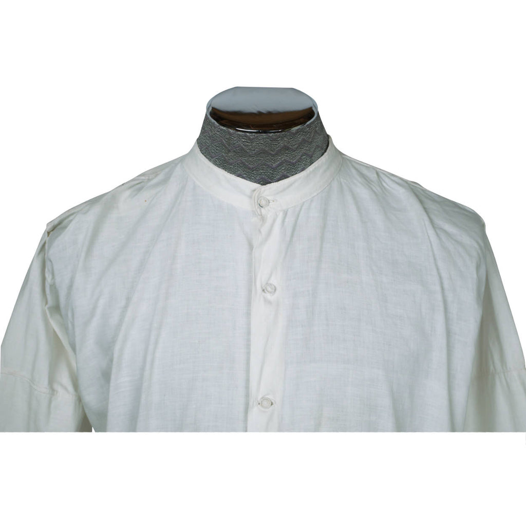 Antique Victorian Mens Shirt White Cotton Dorset Buttons M - Poppy's Vintage Clothing