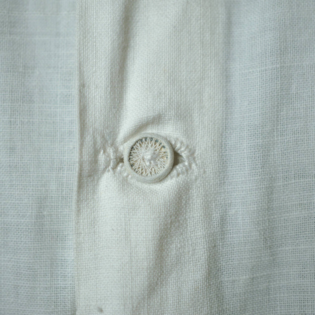 Antique Victorian Mens Shirt White Cotton Dorset Buttons M - Poppy's Vintage Clothing
