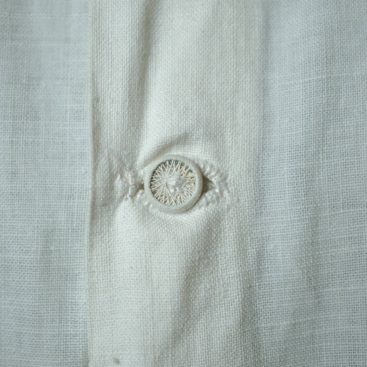 Antique Victorian Mens Shirt White Cotton Dorset Buttons M - Poppy's Vintage Clothing