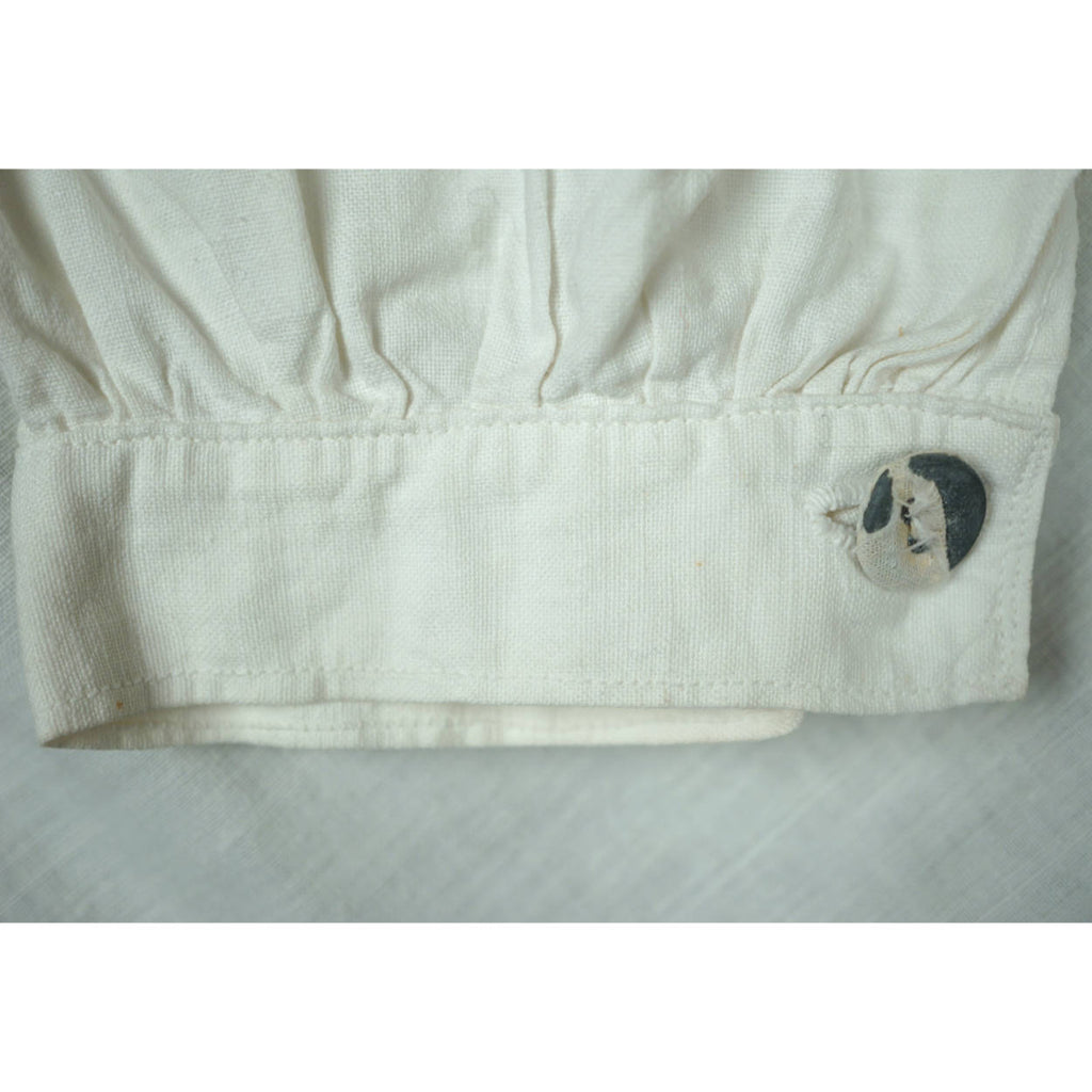 Antique Victorian Mens Shirt White Cotton Dorset Buttons M - Poppy's Vintage Clothing