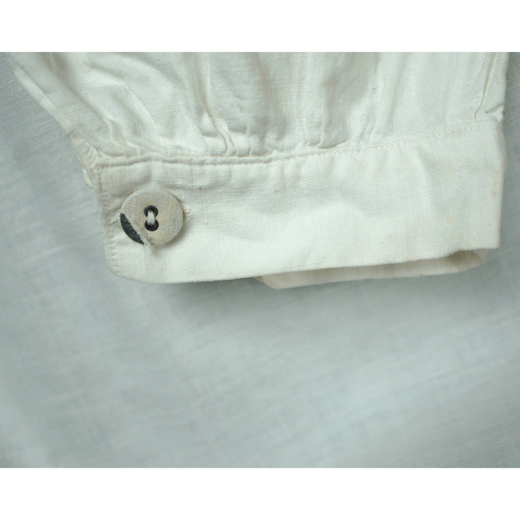 Antique Victorian Mens Shirt White Cotton Dorset Buttons M - Poppy's Vintage Clothing