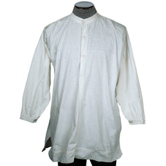 Antique Victorian Mens Shirt White Cotton Dorset Buttons M - Poppy's Vintage Clothing