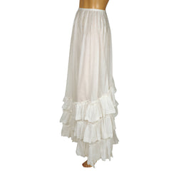 Antique Edwardian White Cotton Skirt 1910 Size S 23 Inch Waist - Poppy's Vintage Clothing