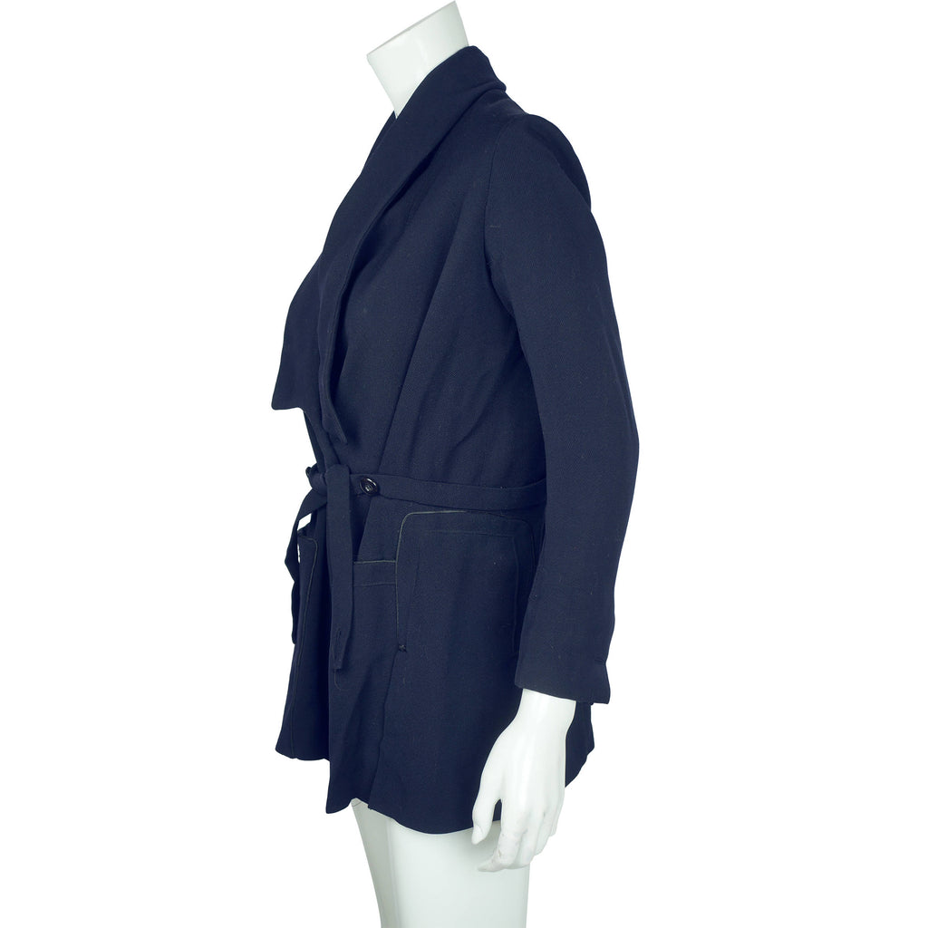 Antique Edwardian Walking Suit Jacket Navy Blue Wool Size M - Poppy's Vintage Clothing