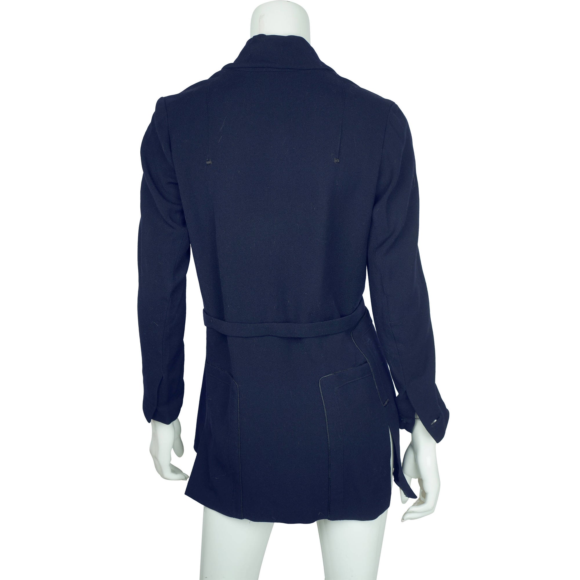 Antique Edwardian Walking Suit Jacket Navy Blue Wool Size M - Poppy's Vintage Clothing
