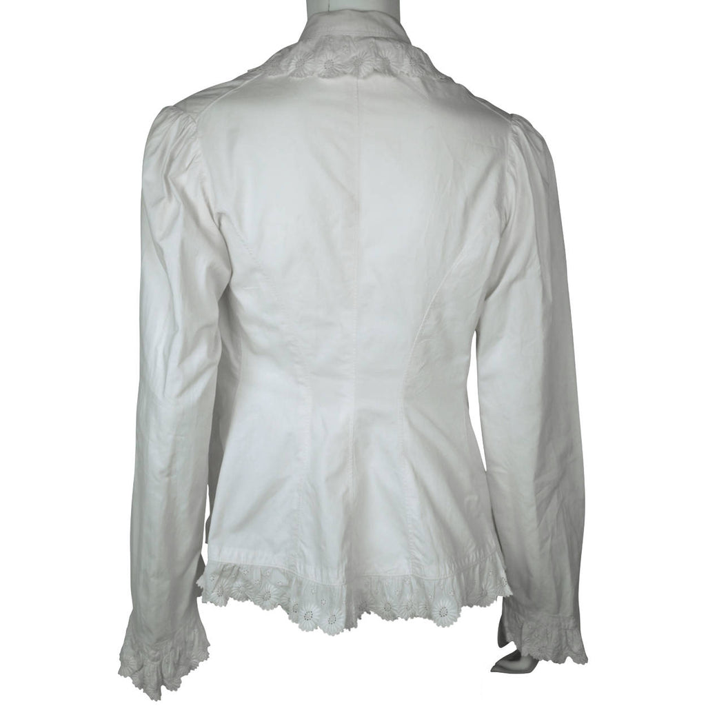 Antique Victorian Combing Jacket Blouse White Cotton Size M - Poppy's Vintage Clothing