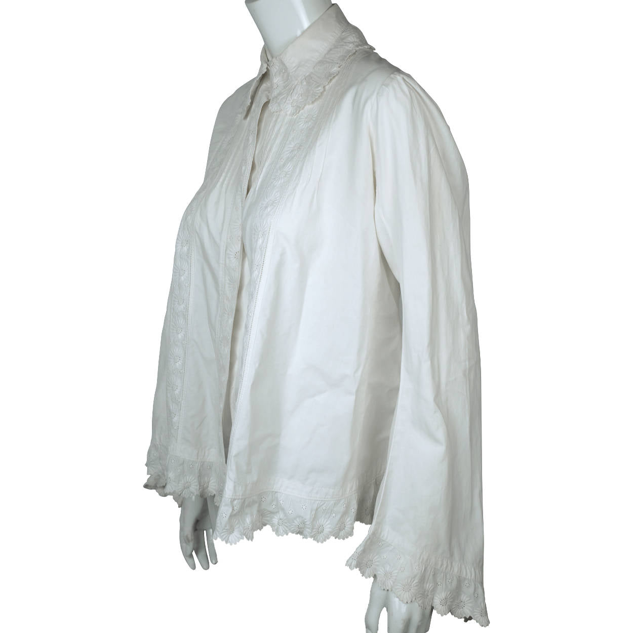Antique Victorian Combing Jacket Blouse White Cotton Size M - Poppy's Vintage Clothing