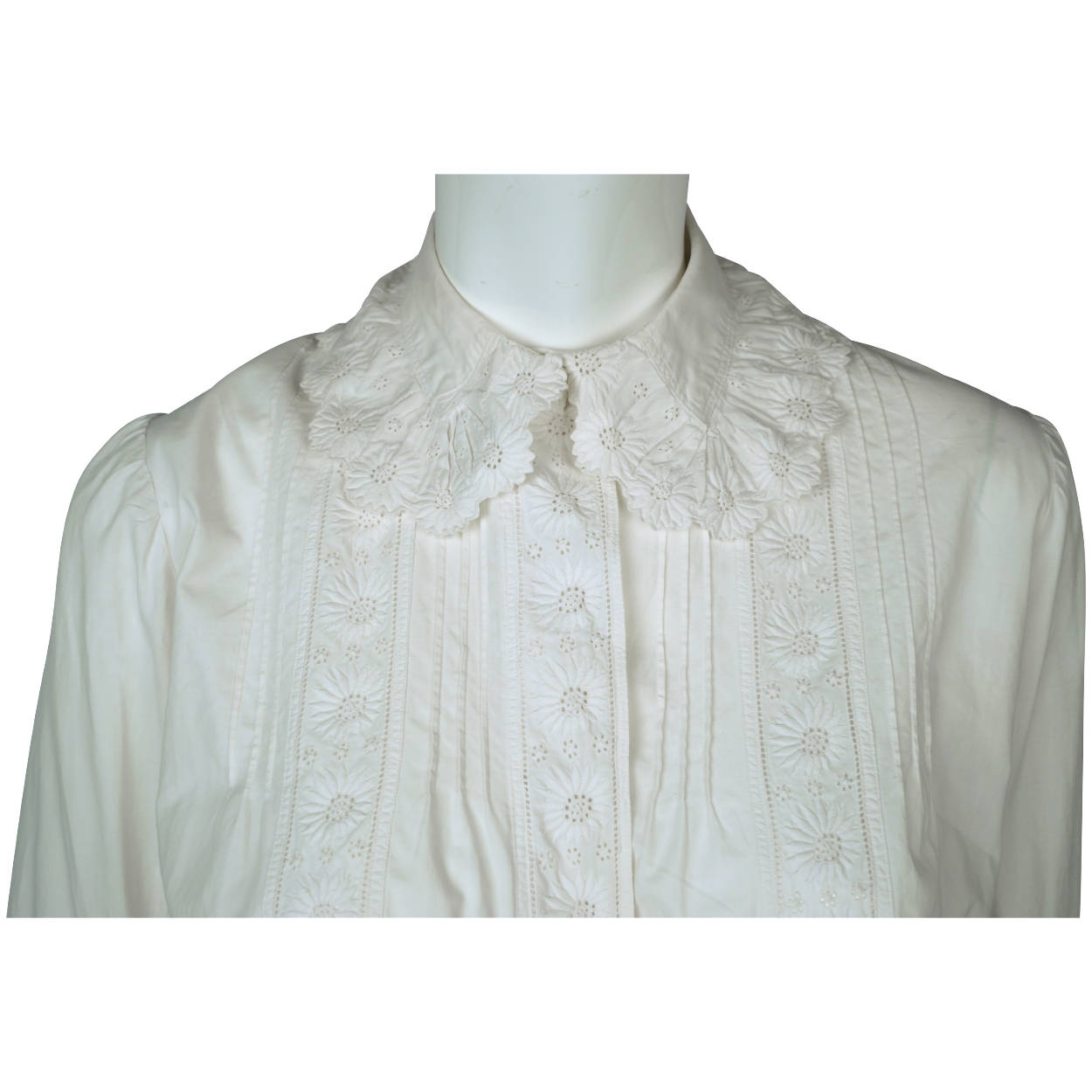 Antique Victorian Combing Jacket Blouse White Cotton Size M - Poppy's Vintage Clothing