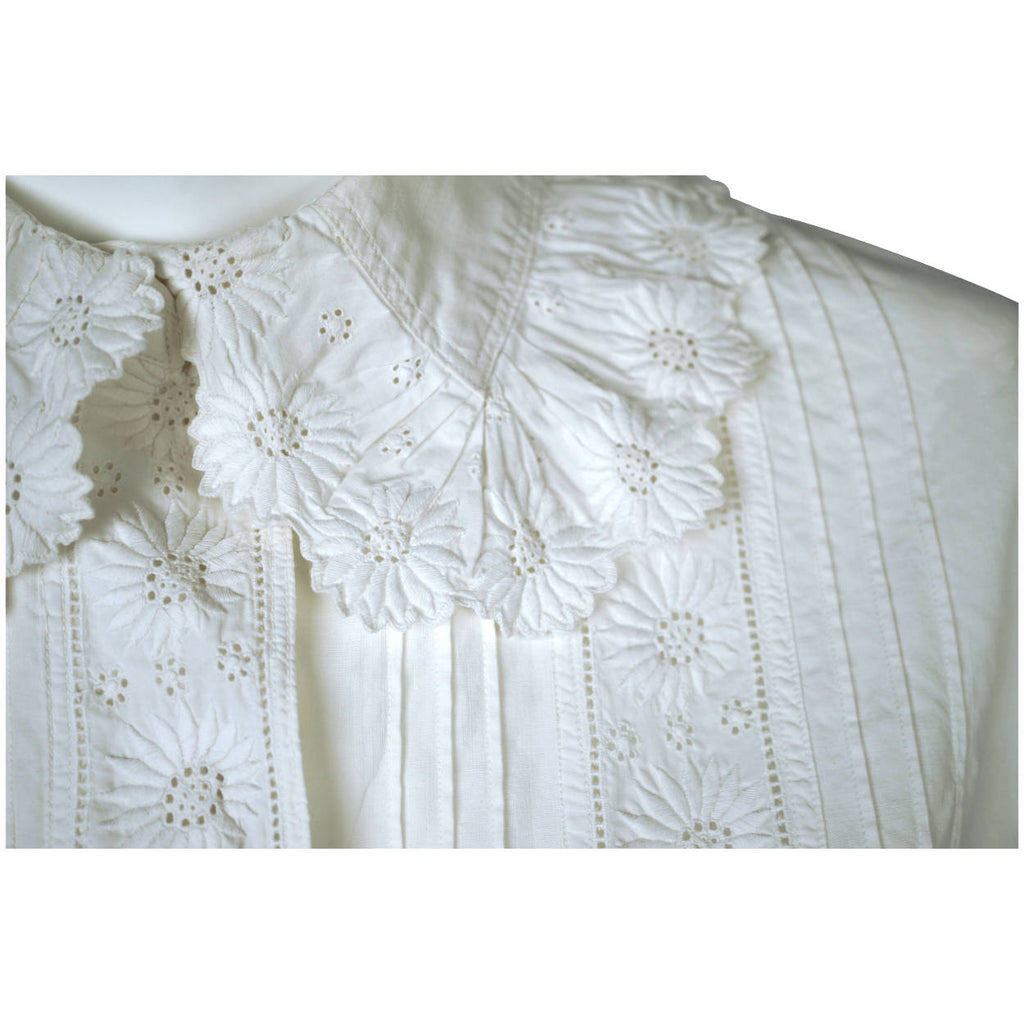 Antique Victorian Combing Jacket Blouse White Cotton Size M - Poppy's Vintage Clothing