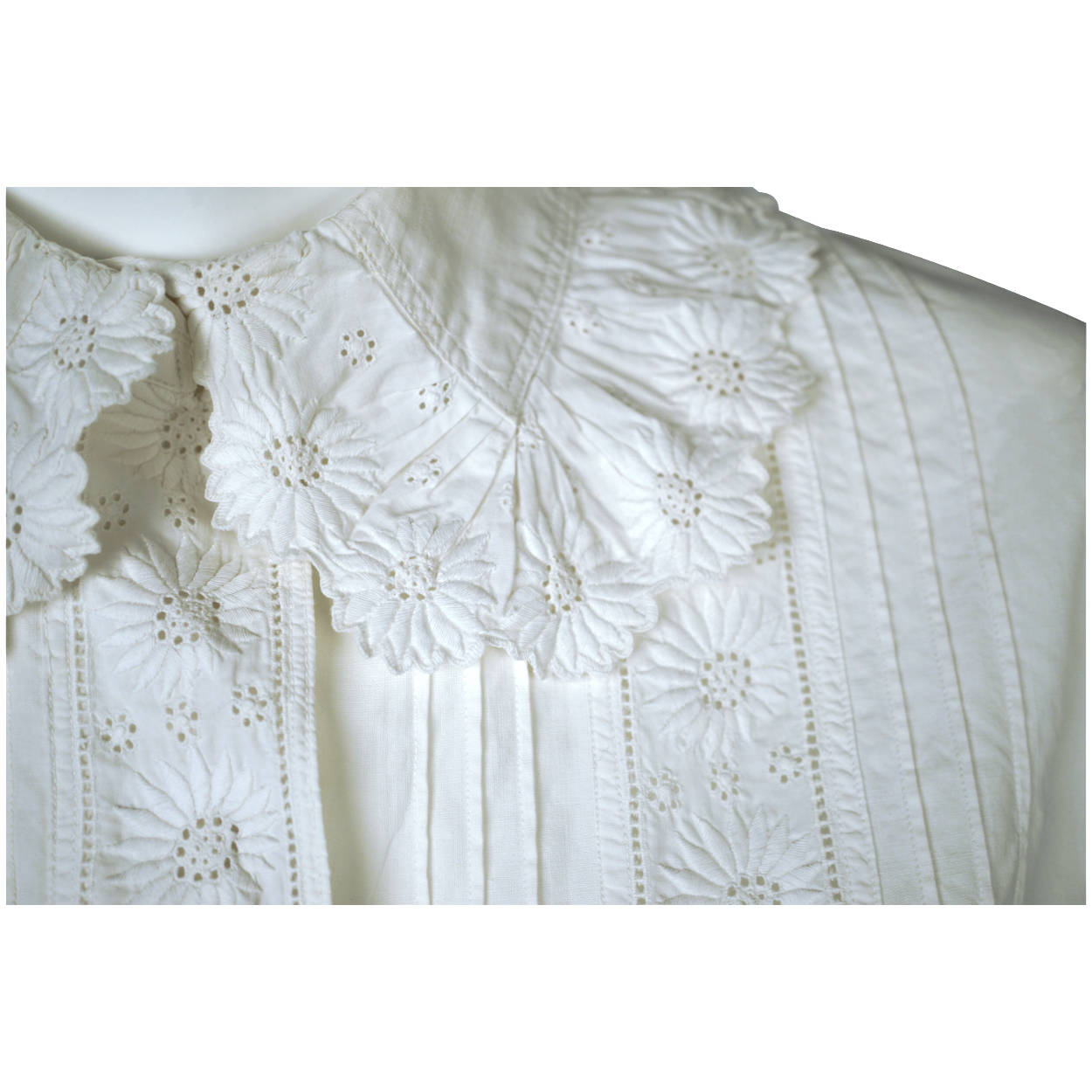 Antique Victorian Combing Jacket Blouse White Cotton Size M - Poppy's Vintage Clothing