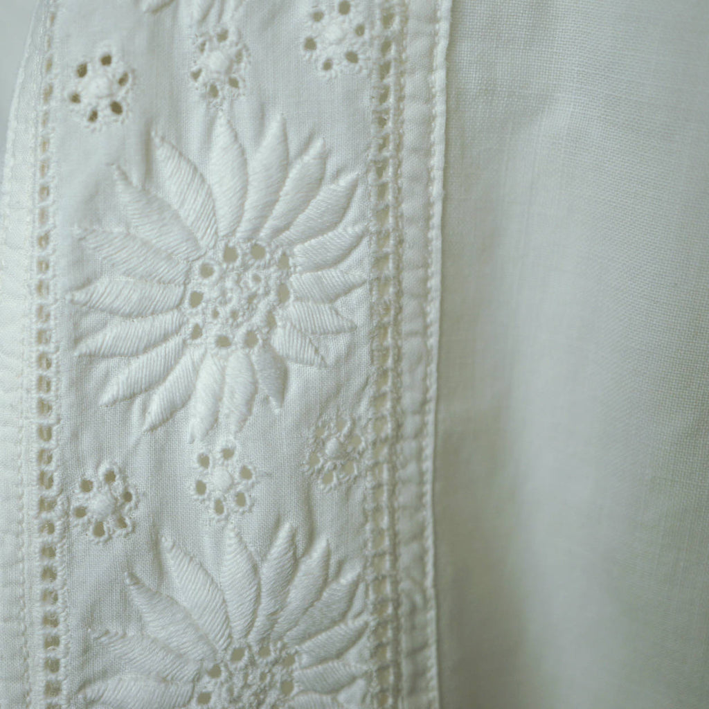 Antique Victorian Combing Jacket Blouse White Cotton Size M - Poppy's Vintage Clothing