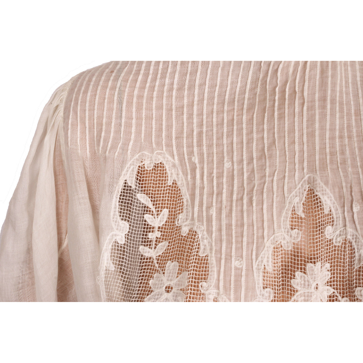 Antique Edwardian White Lawn Cotton & Lace Garden Party Dress - 2 Piece Outfit - Poppy's Vintage Clothing