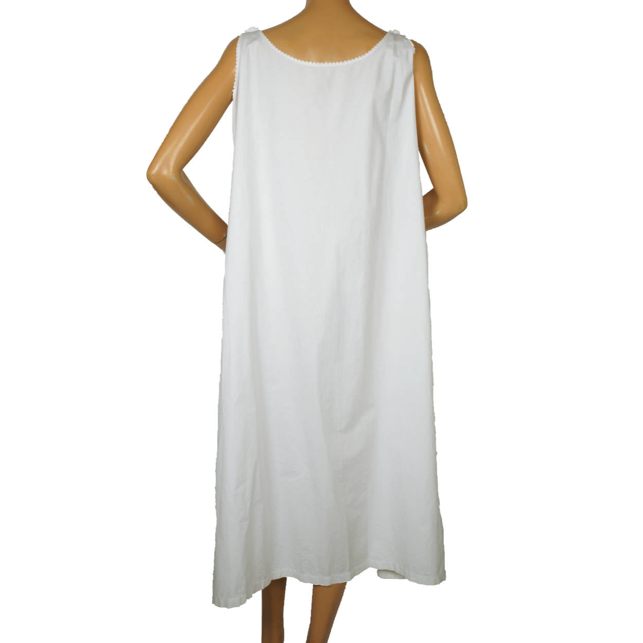 Antique White Cotton Nightie Embroidered Nightgown 1910s Size Large - Poppy's Vintage Clothing