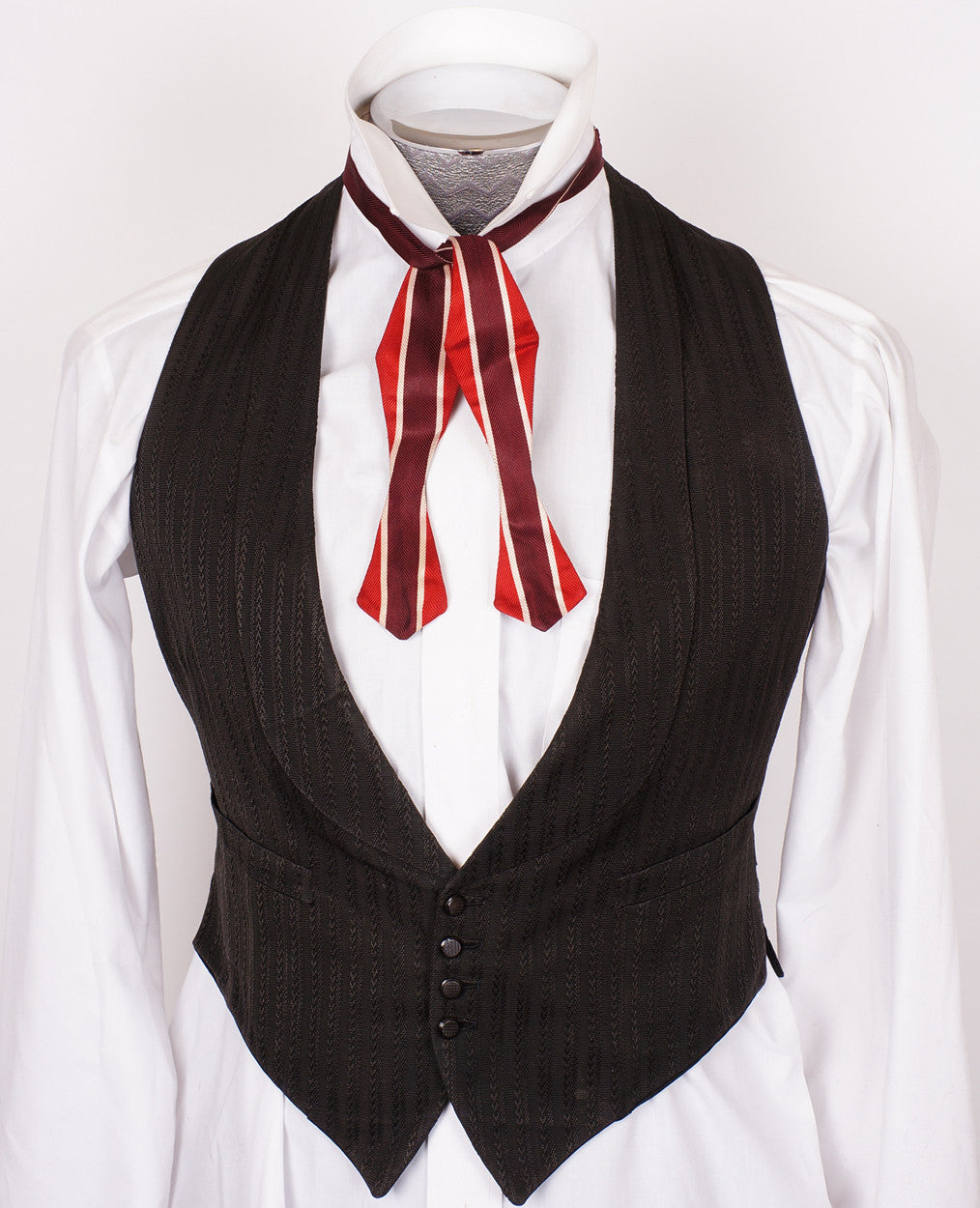 Edwardian Era Black Silk Waistcoat Mens Vest circa 1910 Size M - Poppy's Vintage Clothing