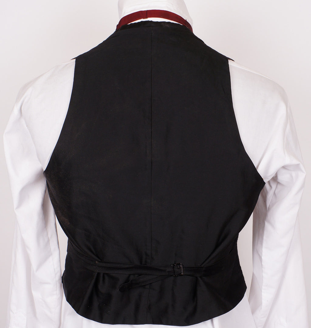 Edwardian Era Black Silk Waistcoat Mens Vest circa 1910 Size M - Poppy's Vintage Clothing