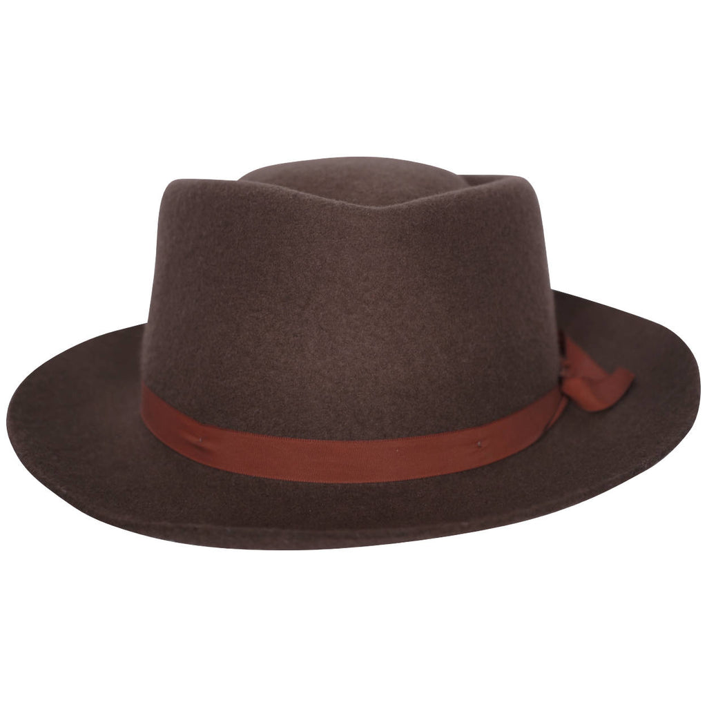 Vintage Effanem Crusher Fedora Brown Wool Felt 7 3/8 Large - Poppy's Vintage Clothing