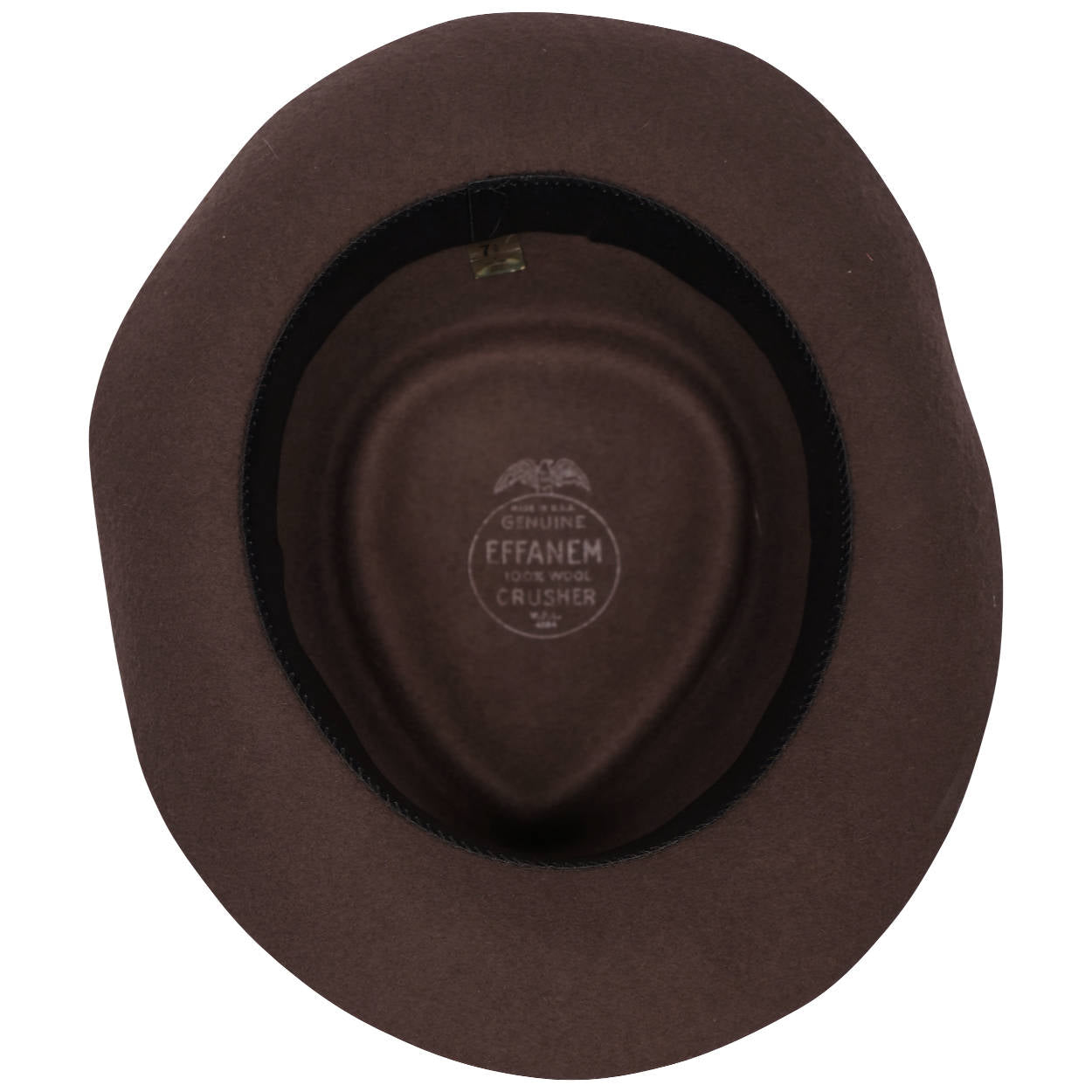 Vintage Effanem Crusher Fedora Brown Wool Felt 7 3/8 Large - Poppy's Vintage Clothing