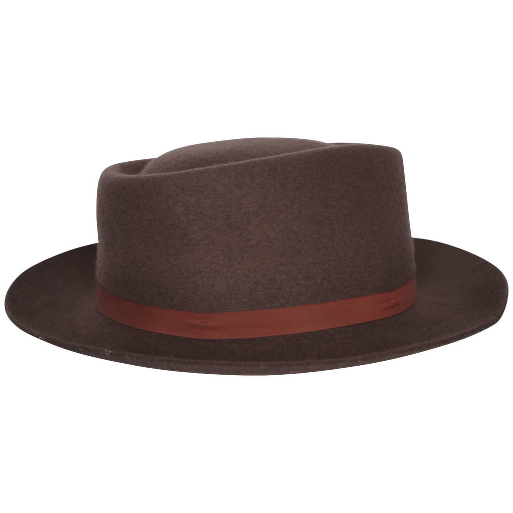Vintage Effanem Crusher Fedora Brown Wool Felt 7 3/8 Large - Poppy's Vintage Clothing