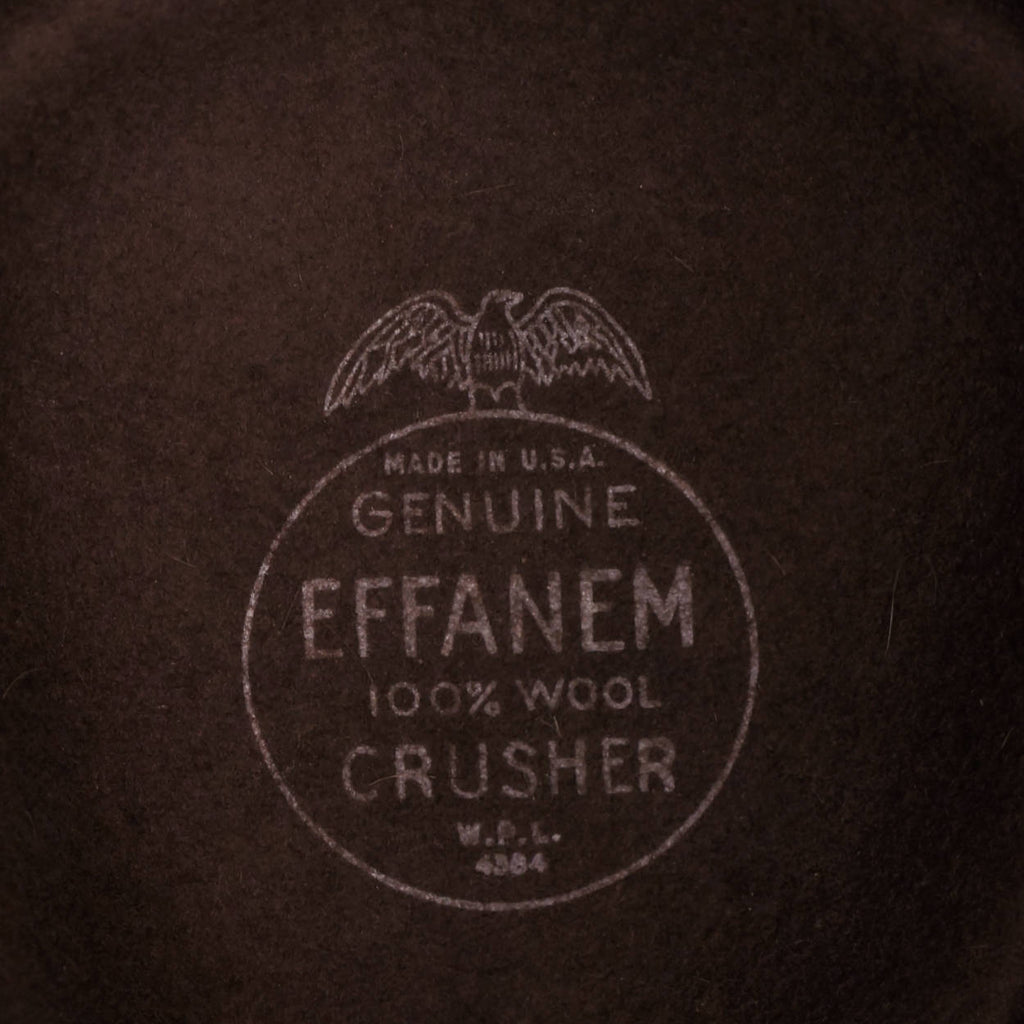 Vintage Effanem Crusher Fedora Brown Wool Felt 7 3/8 Large - Poppy's Vintage Clothing