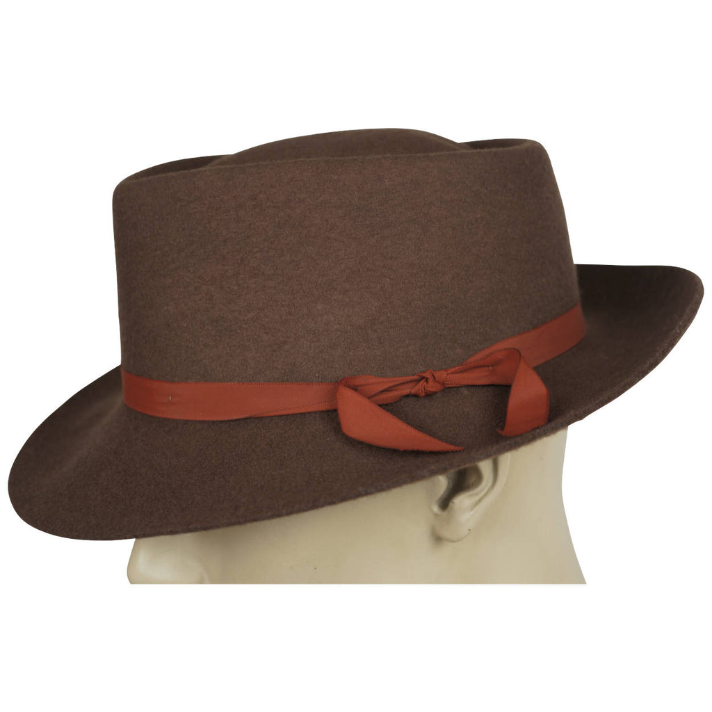 Vintage Effanem Crusher Fedora Brown Wool Felt 7 3/8 Large - Poppy's Vintage Clothing