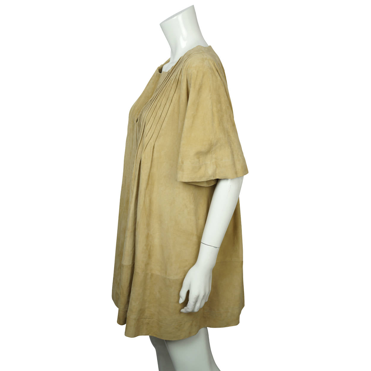 Suede Leather Tunic Top Eleni Marinos Montreal Couture L XL - Poppy's Vintage Clothing