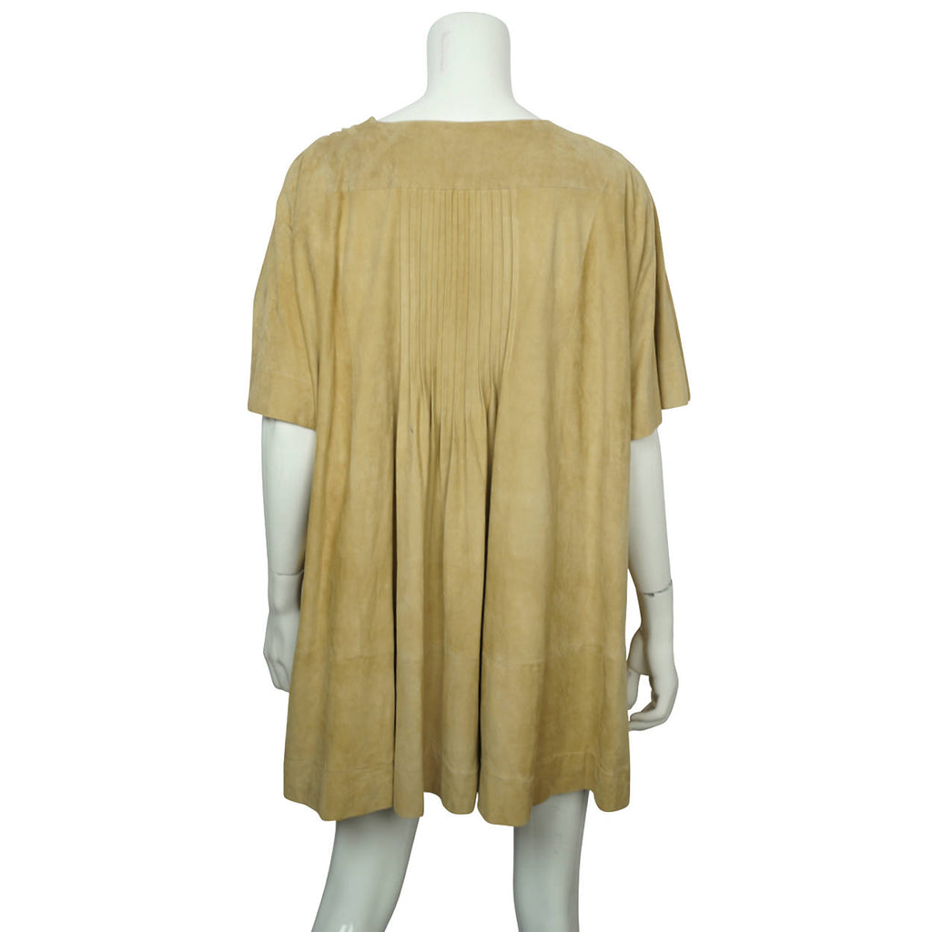 Suede Leather Tunic Top Eleni Marinos Montreal Couture L XL - Poppy's Vintage Clothing