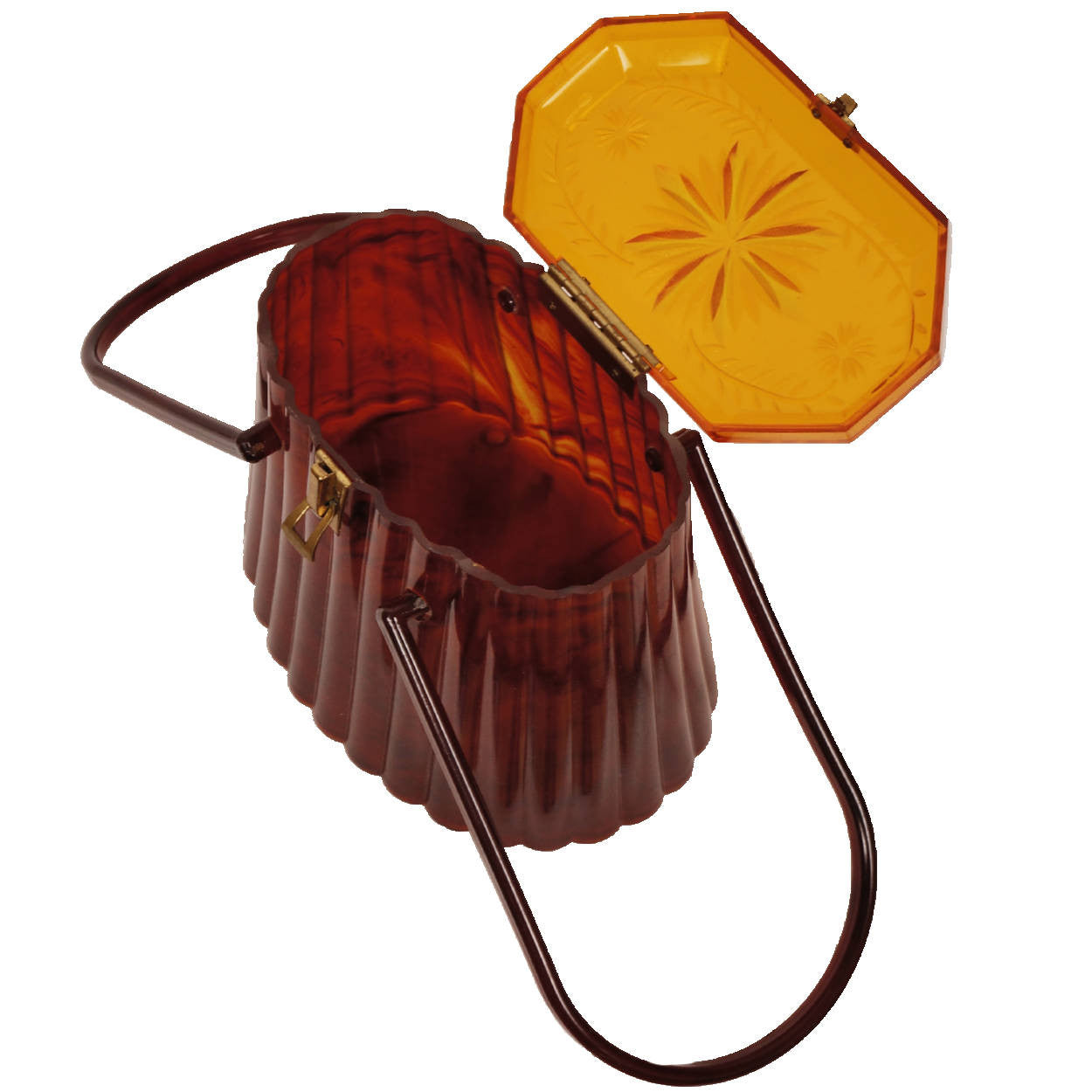 Vintage 1950s Box Purse Ribbed Molded Acetate Elsa Mfg Co St Louis - Poppy's Vintage Clothing