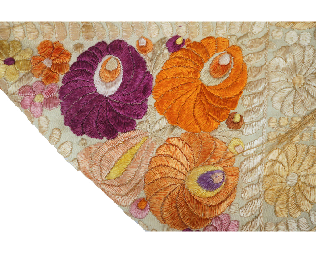 Vintage Hungarian Embroidered Tablecloth Matyo Embroidery - Poppy's Vintage Clothing