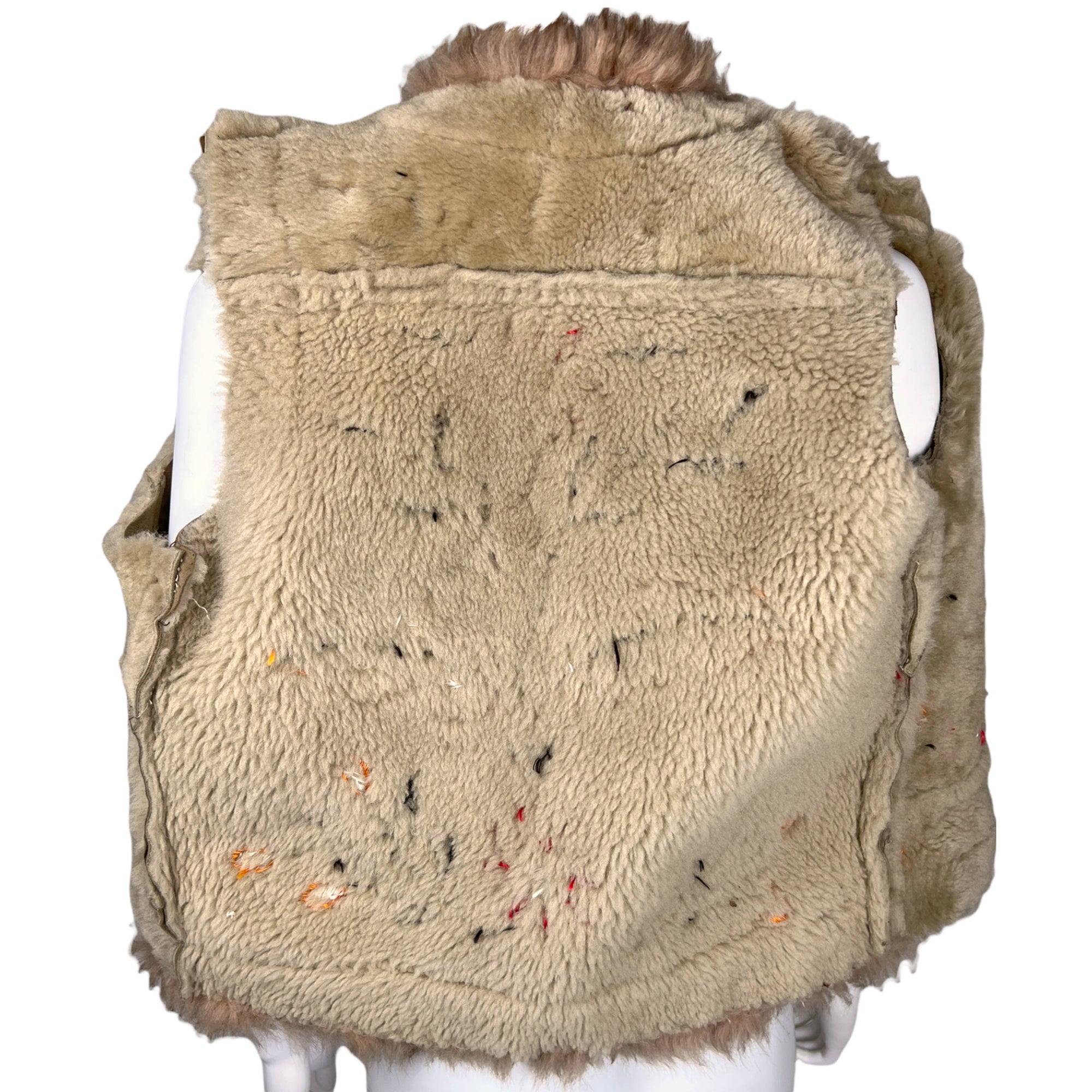 Vintage 1970s Afghan Hippie Vest Embroidered Shearling Sz S