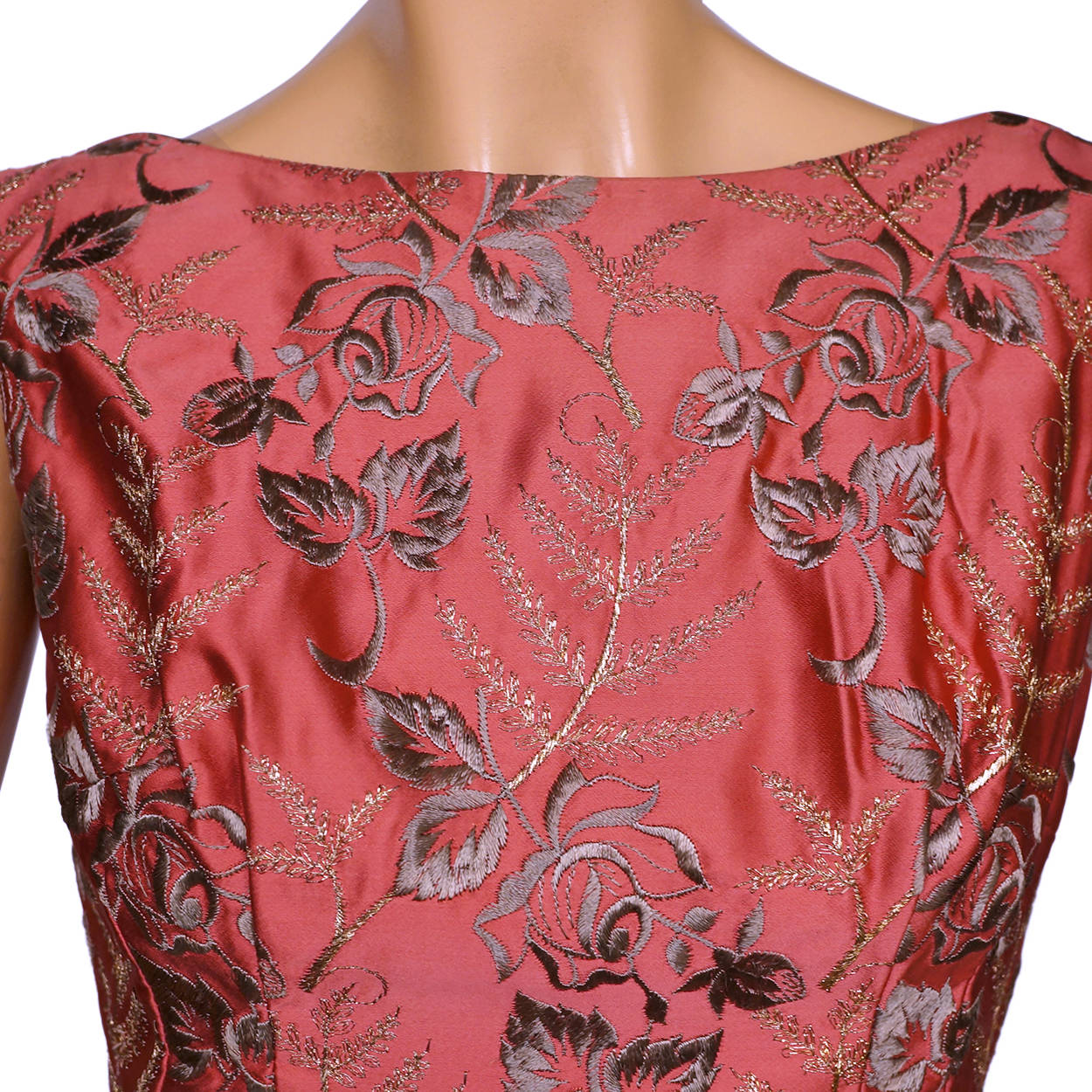 Vintage Early 1960s Cocktail Dress Pink Silk Brocade  - S - Poppy's Vintage Clothing