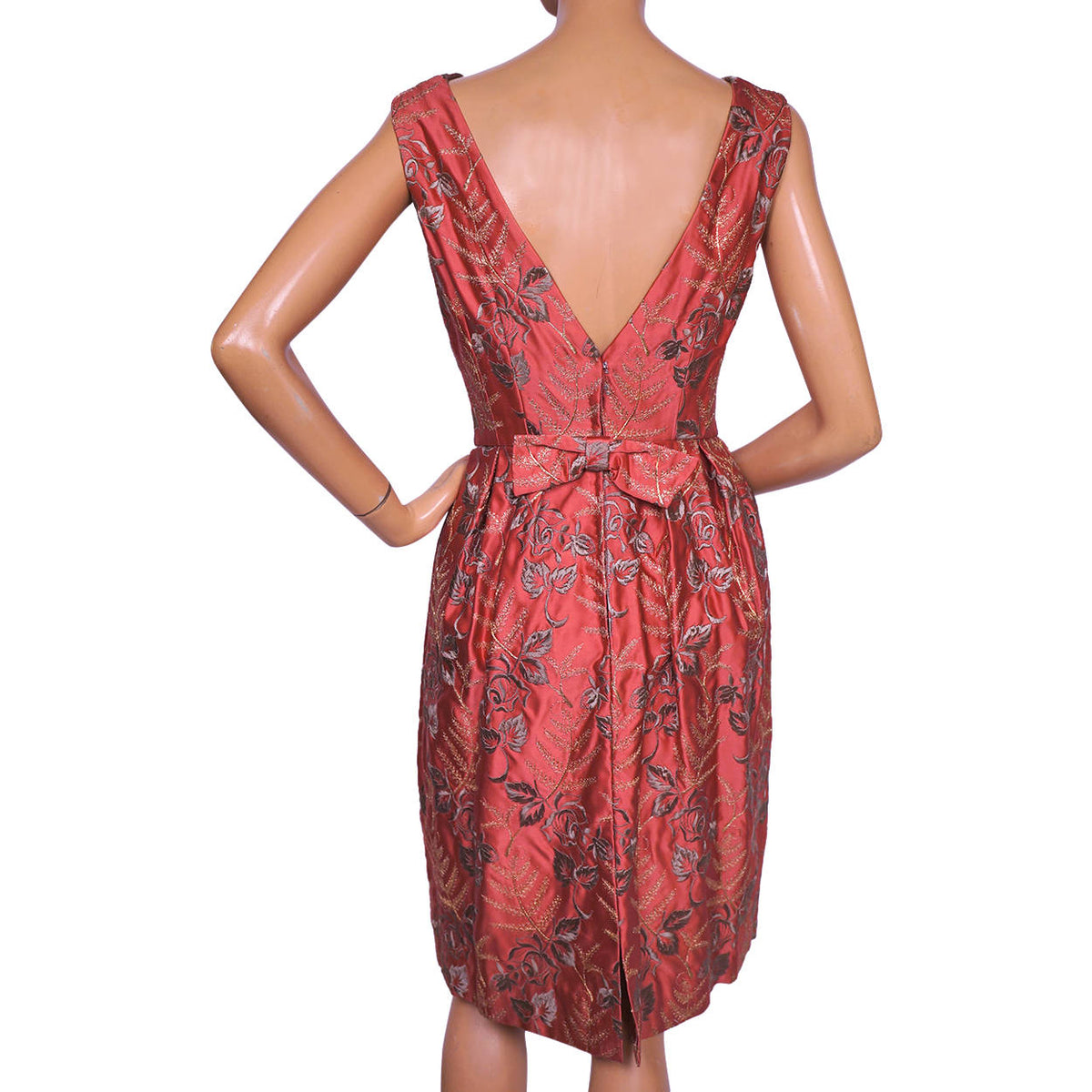 sixties cocktail dress Vintage Early 1960s Pink Silk Brocade DISNEY ANNA Doll FROZEN depicting Confucius visiting different Clothing Size:0 style_id_2L13007P