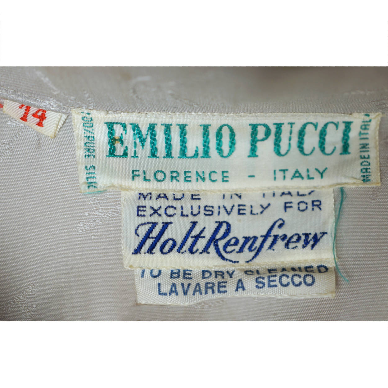 Vintage 1960s Emilio Pucci Blouse Signed Grey Silk Size 14 - Poppy's Vintage Clothing