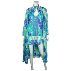 Vintage 1970s Emilio Pucci Nightie Peignoir Formfit Rogers L - Poppy's Vintage Clothing