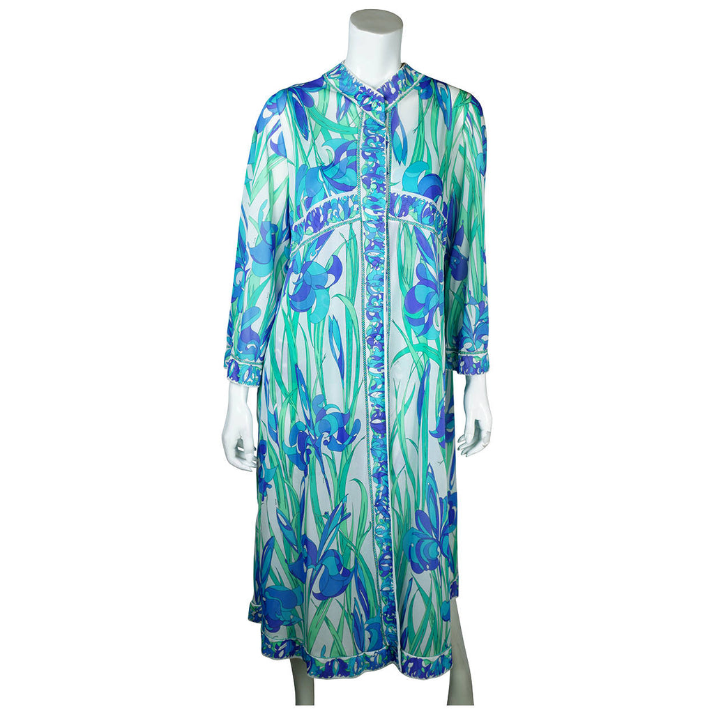 Vintage 1970s Emilio Pucci Nightie Peignoir Formfit Rogers L - Poppy's Vintage Clothing