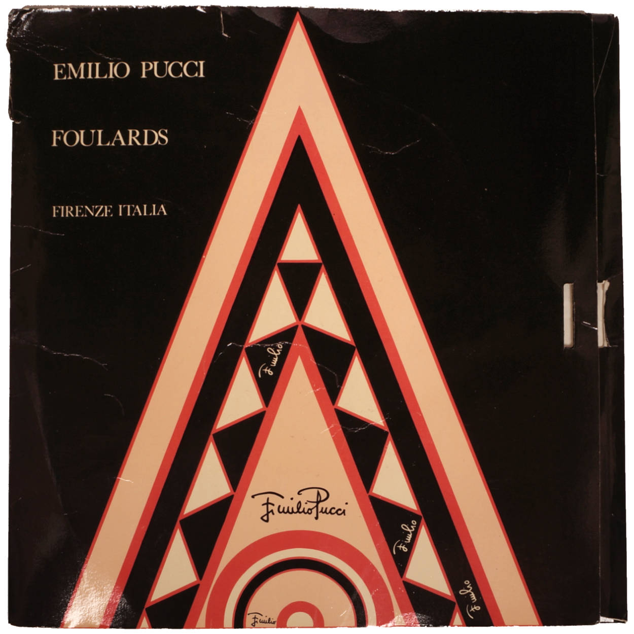 Vintage 1960s Emilio Pucci Mod Geometric Scarf Silk Chiffon Signed 36” w Original Package - Poppy's Vintage Clothing