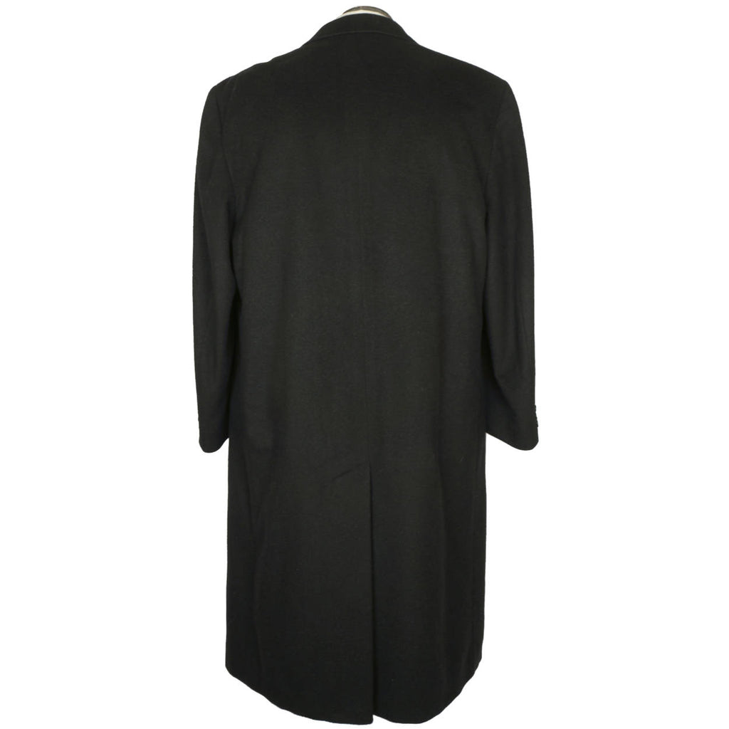 Vintage Mens Overcoat 100% Italian Cashmere Black Coat Size 42 Excellent - Poppy's Vintage Clothing
