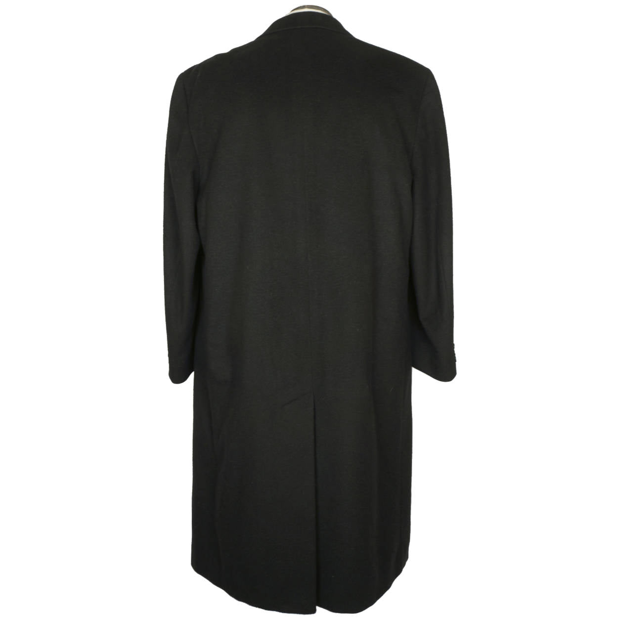 Vintage Mens Overcoat 100% Italian Cashmere Black Coat Size 42 Excellent - Poppy's Vintage Clothing