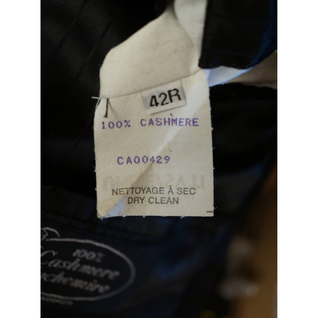 Vintage Mens Overcoat 100% Italian Cashmere Black Coat Size 42 Excellent - Poppy's Vintage Clothing