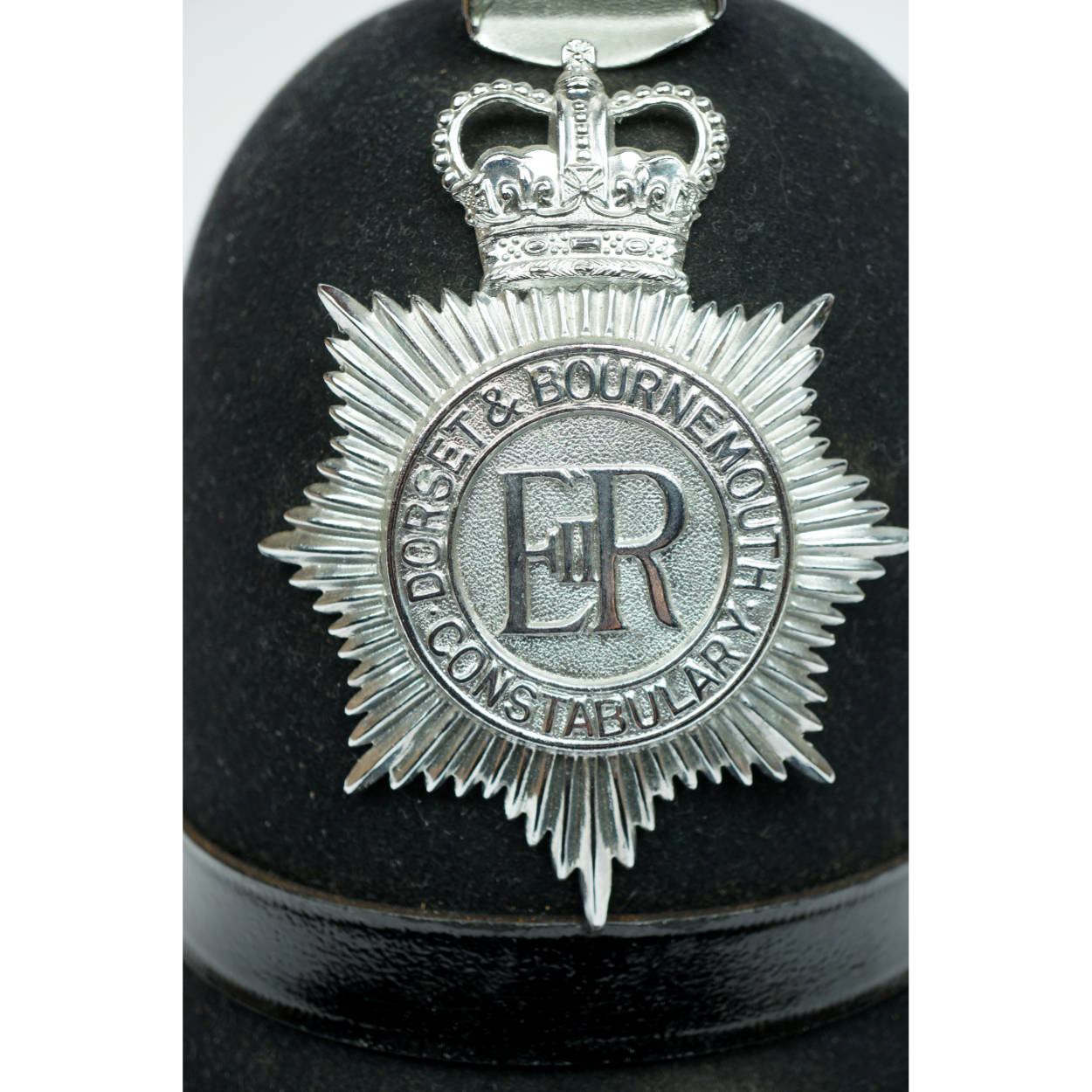 Vintage English Bobby Custodian Helmet Dorset &amp; Bournemouth Constabulary 1960s - Poppy's Vintage Clothing