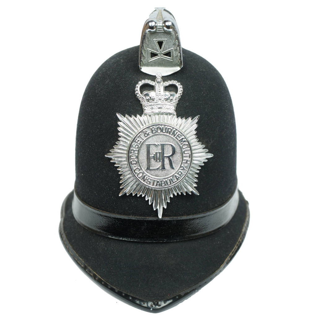Vintage English Bobby Custodian Helmet Dorset &amp; Bournemouth Constabulary 1960s - Poppy's Vintage Clothing