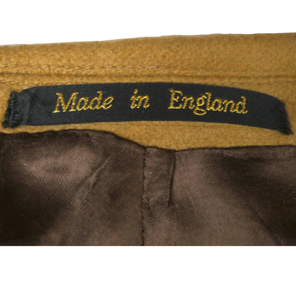 Vintage English Pure Cashmere Mens Overcoat Camel Colour Coat Made England L XL - Poppy's Vintage Clothing