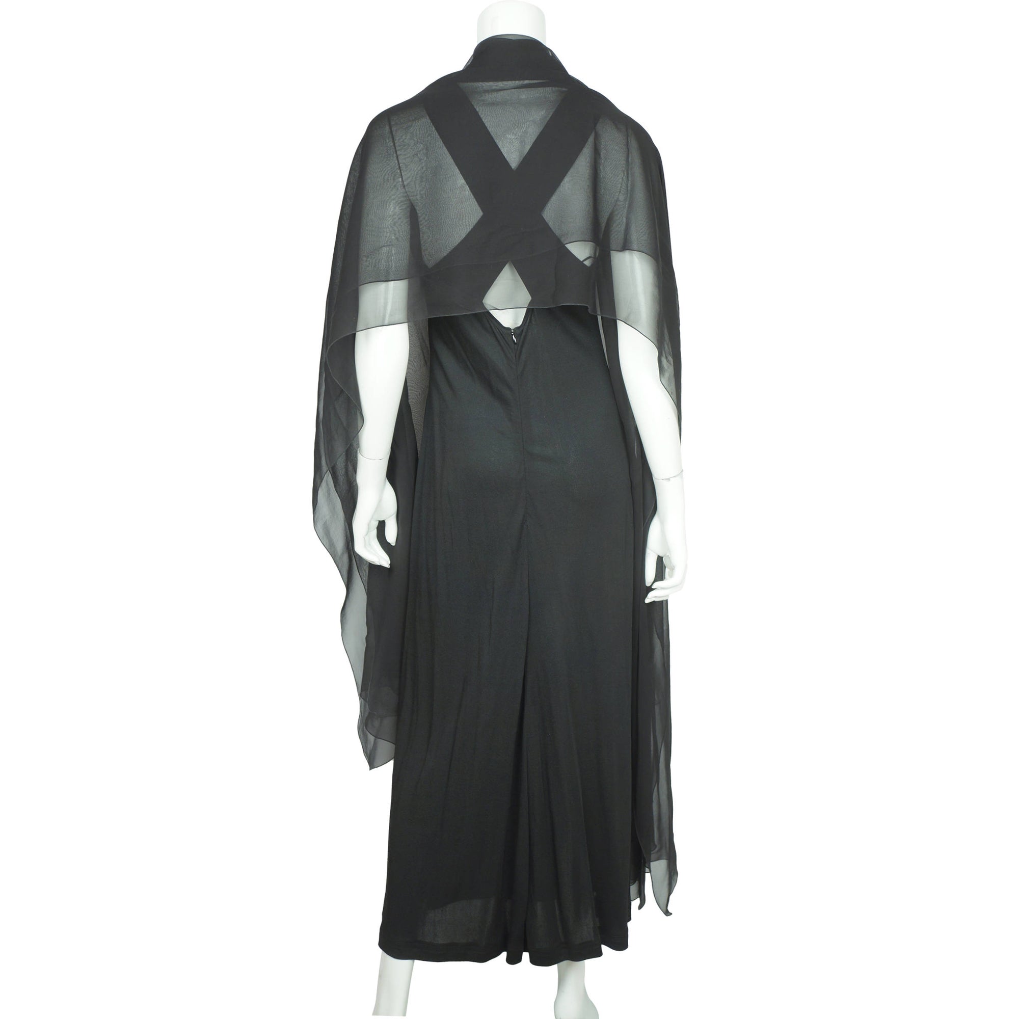 Escada Evening Gown Black Formal Long Dress with Wrap Size M Escada Evening Gown Black Formal Long Dress with Wrap Size M